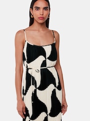 Whistles Black Triangle Swirl Pleated Dress - Image 3 of 5