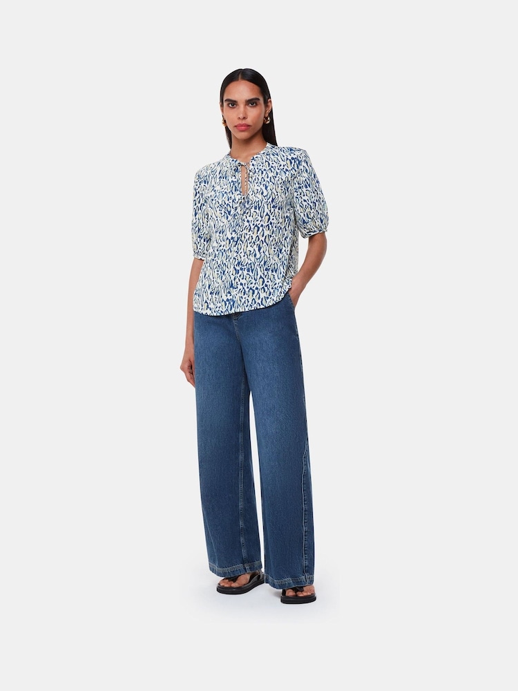 Whistles White Flaming Leopard Print Jessie Blouse - Image 1 of 5 Whistles White Flaming Leopard Print Jessie Blouse - Image 1 of 5