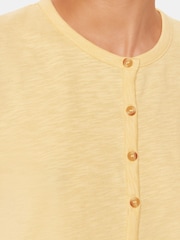 Whistles Yellow Isla Round Neck Button 100% Cotton T-Shirt - Image 4 of 5