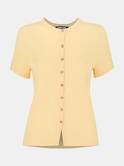 Whistles Yellow Isla Round Neck Button 100% Cotton T-Shirt - Image 5 of 5