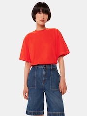 Whistles Red Relaxed 100% Cotton T-Shirt - Image 3 of 5