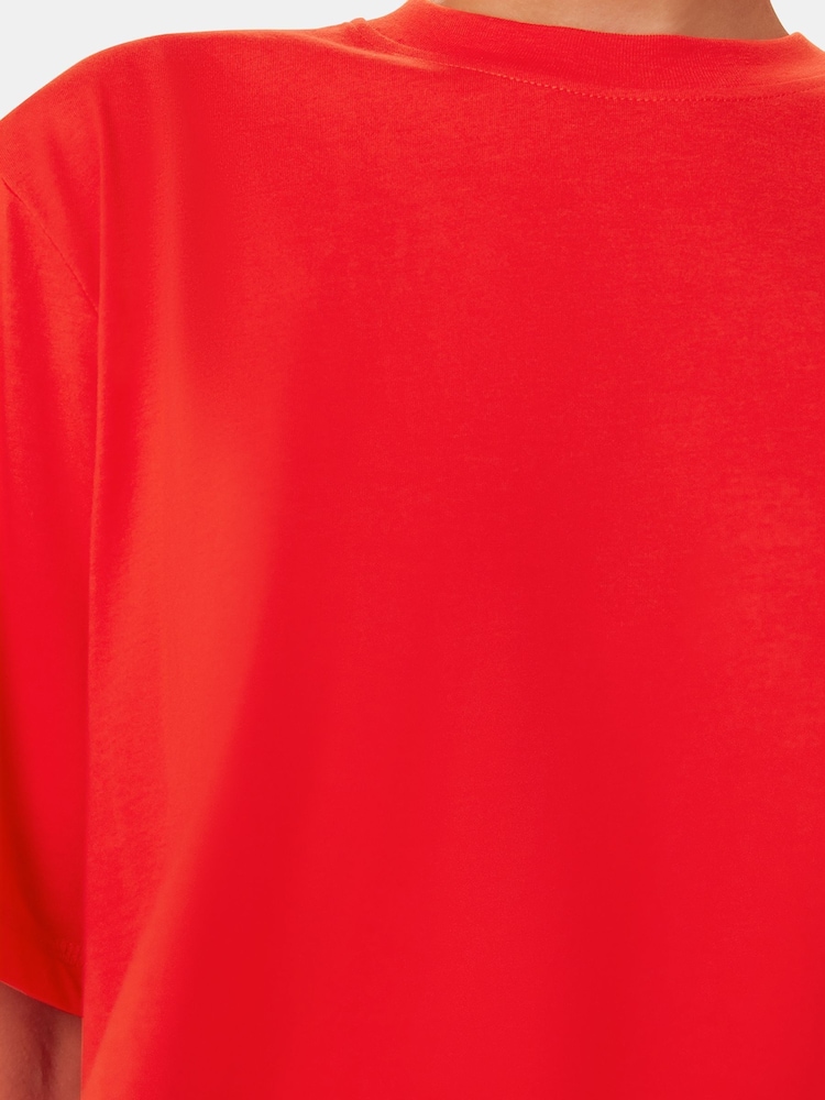 Whistles Red Relaxed 100% Cotton T-Shirt - Image 5 of 5