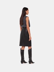Whistles Black Leather Front Split Midi Skirt - Image 2 of 5