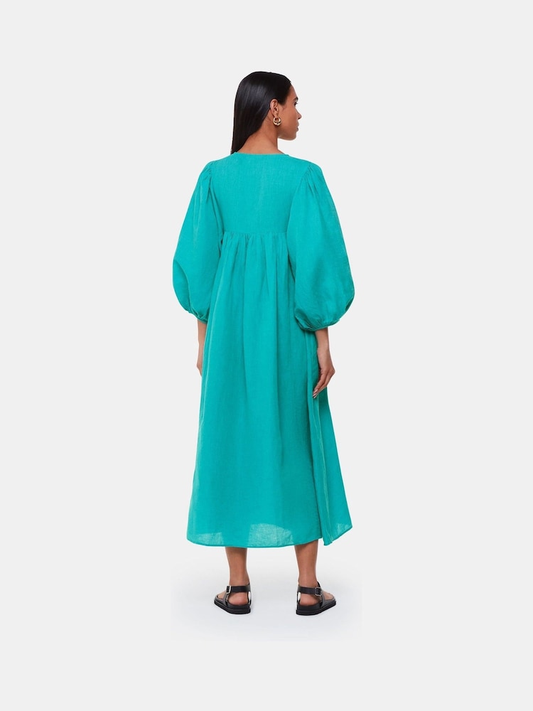 Whistles Blue Gloria Linen Blend Dress - Image 2 of 5