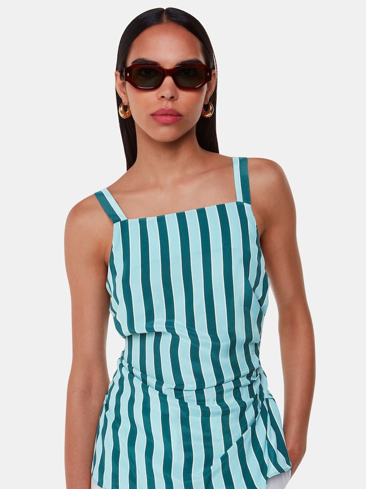 Whistles Blue Emily Tonal Stripe Top - Image 1 of 5 Whistles Blue Emily Tonal Stripe Top - Image 1 of 5