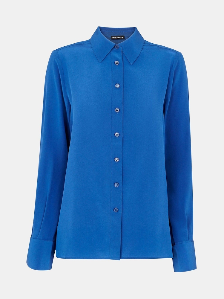 Whistles Blue Ultimate Silk Shirt - Image 5 of 5