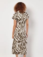 Apricot Green Texture Zebra Print Tie Dress - Image 3 of 5