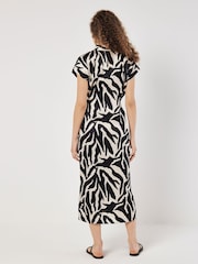 Apricot Cream Zebra Print Tie Waist Shirt Dress - Image 4 of 5