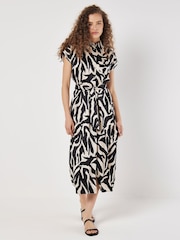 Apricot Cream Zebra Print Tie Waist Shirt Dress - Image 5 of 5