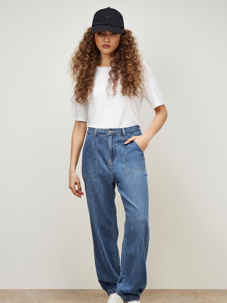 Apricot Blue Lia Denim Joggers - Image 1 of 5