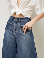 Apricot Blue Giana 2 Pocket Super Palazzo Jeans - Image 2 of 5
