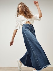 Apricot Blue Giana 2 Pocket Super Palazzo Jeans - Image 5 of 5