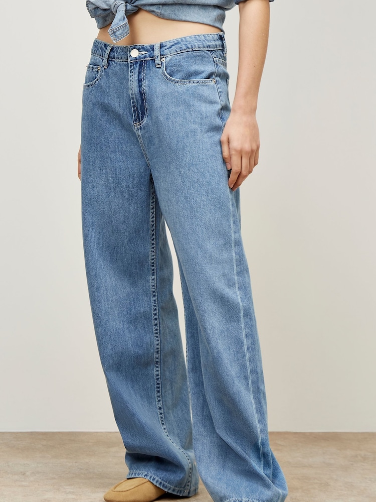 Apricot Blue Elisa Wider Straight 100% Cotton Jeans - Image 1 of 5