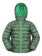 Mountain Warehouse Dark Green Seasons Kids Printed Water-Resistant Padded Jacket - Image 1 of 5