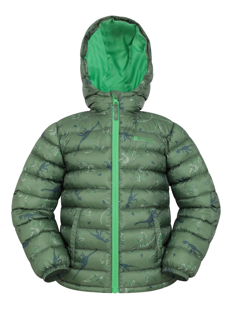 Mountain Warehouse Dark Green Seasons Kids Printed Water-Resistant Padded Jacket - Image 1 of 5