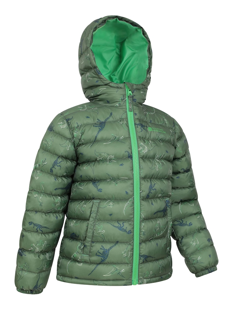 Mountain Warehouse Dark Green Seasons Kids Printed Water-Resistant Padded Jacket - Image 2 of 5