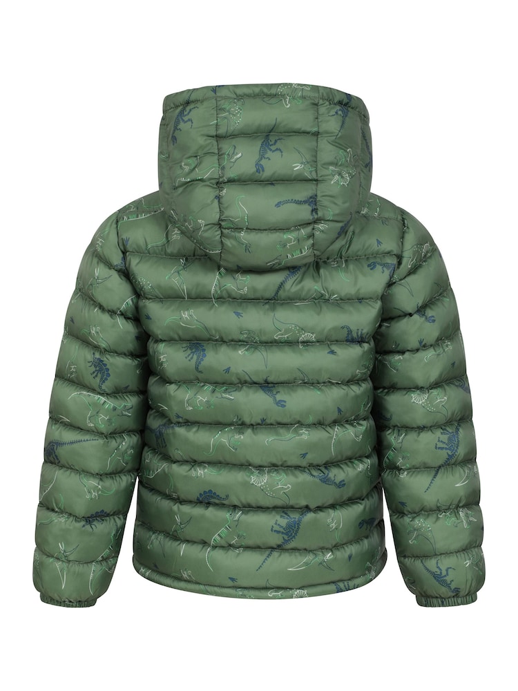 Mountain Warehouse Dark Green Seasons Kids Printed Water-Resistant Padded Jacket - Image 3 of 5