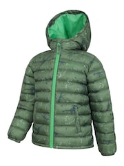 Mountain Warehouse Dark Green Seasons Kids Printed Water-Resistant Padded Jacket - Image 4 of 5