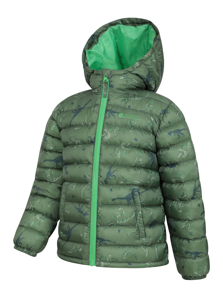 Mountain Warehouse Dark Green Seasons Kids Printed Water-Resistant Padded Jacket - Image 4 of 5