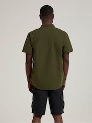 Mountain Warehouse Bottle Green Mens Coconut Slub Texture Short Sleeve 100% Cotton Shirt - Image 3 of 9