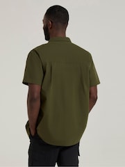 Mountain Warehouse Bottle Green Mens Coconut Slub Texture Short Sleeve 100% Cotton Shirt - Image 4 of 9