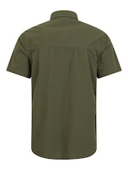 Mountain Warehouse Bottle Green Mens Coconut Slub Texture Short Sleeve 100% Cotton Shirt - Image 6 of 9
