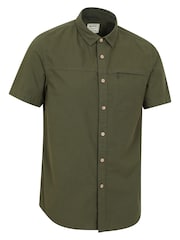 Mountain Warehouse Bottle Green Mens Coconut Slub Texture Short Sleeve 100% Cotton Shirt - Image 7 of 9