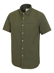 Mountain Warehouse Bottle Green Mens Coconut Slub Texture Short Sleeve 100% Cotton Shirt - Image 8 of 9