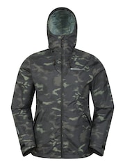 Mountain Warehouse Green Mens Swerve Waterproof Printed Windbreaker - Image 1 of 6
