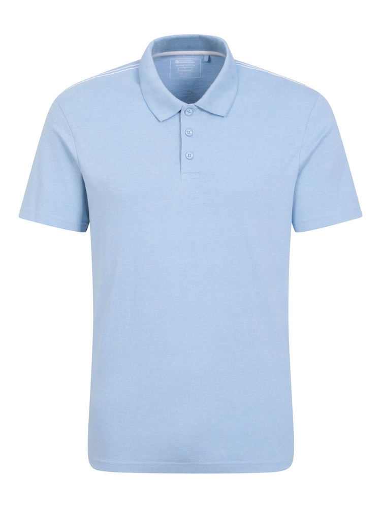 Mountain Warehouse Blue Mens Cordyline Textured Polo Shirt - Image 1 of 5 Mountain Warehouse Blue Mens Cordyline Textured Polo Shirt - Image 1 of 5