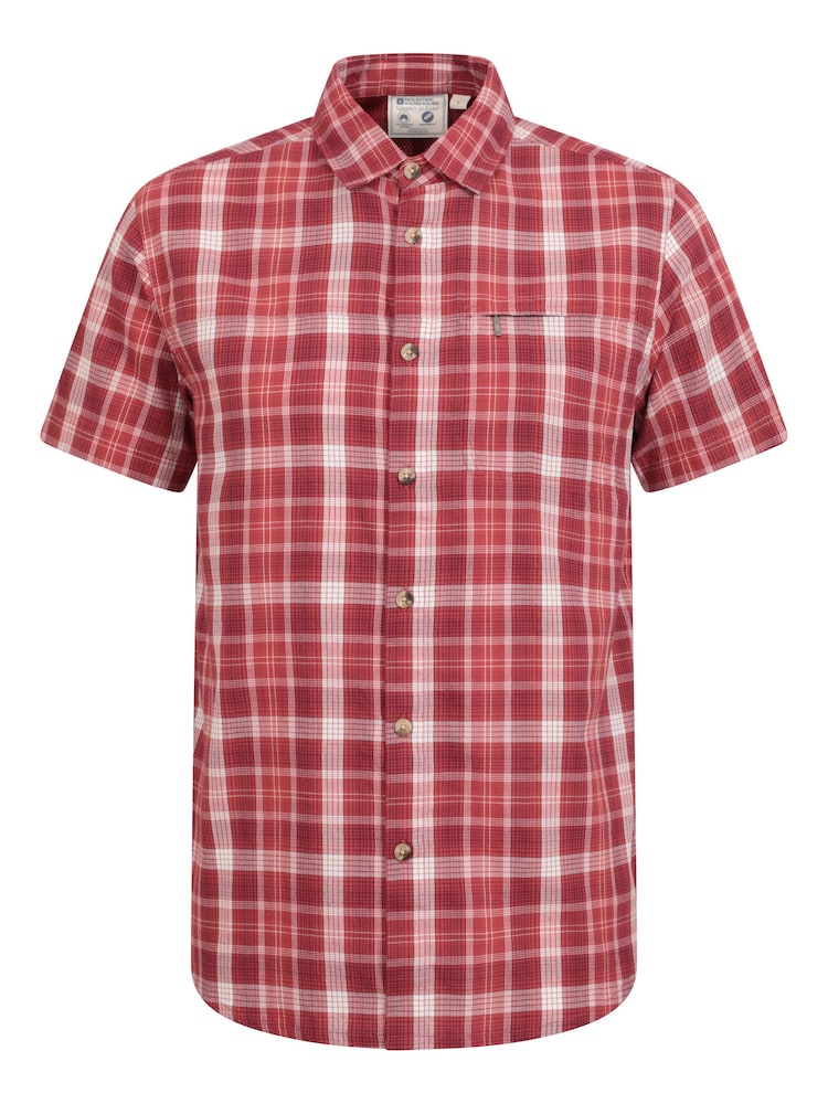 Mountain Warehouse Berry Red 100% Cotton Holiday Mens Short Sleeve Shirt - Image 1 of 6