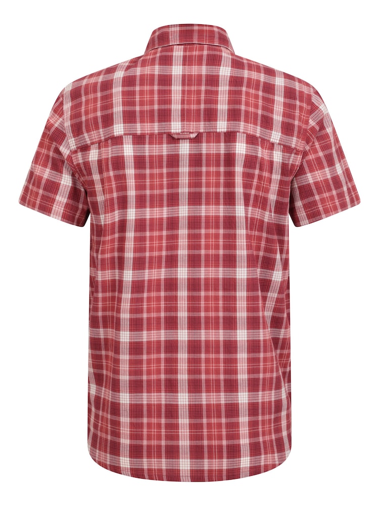 Mountain Warehouse Berry Red 100% Cotton Holiday Mens Short Sleeve Shirt - Image 2 of 6