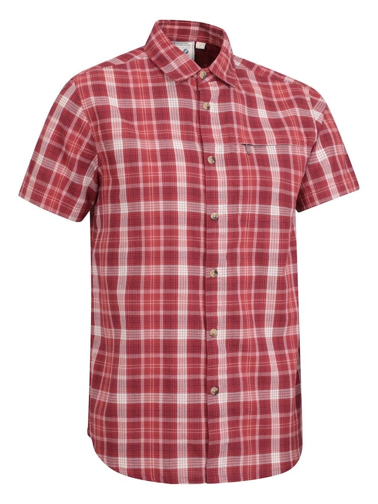 Mountain Warehouse Berry Red 100% Cotton Holiday Mens Short Sleeve Shirt - Image 3 of 6