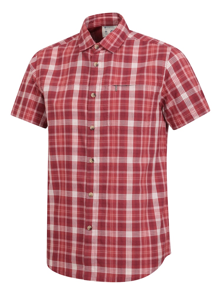 Mountain Warehouse Berry Red 100% Cotton Holiday Mens Short Sleeve Shirt - Image 4 of 6