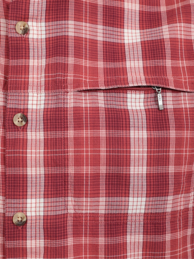 Mountain Warehouse Berry Red 100% Cotton Holiday Mens Short Sleeve Shirt - Image 5 of 6