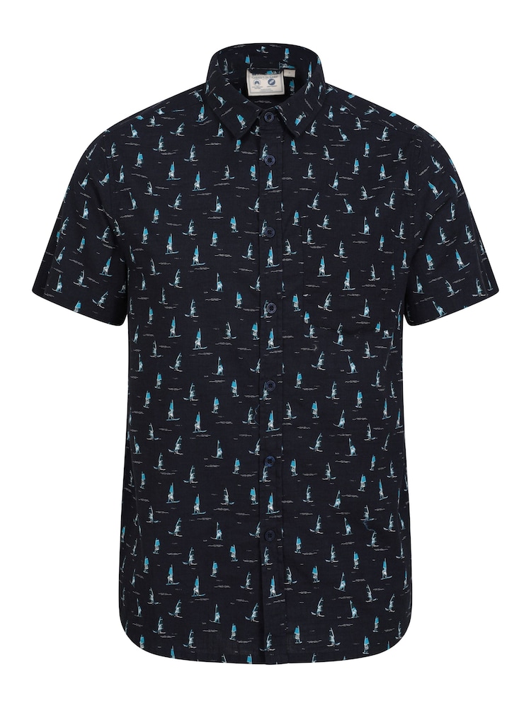 Mountain Warehouse Light Blue Mens Preston Illustration 100% Cotton Shirt - Image 1 of 5