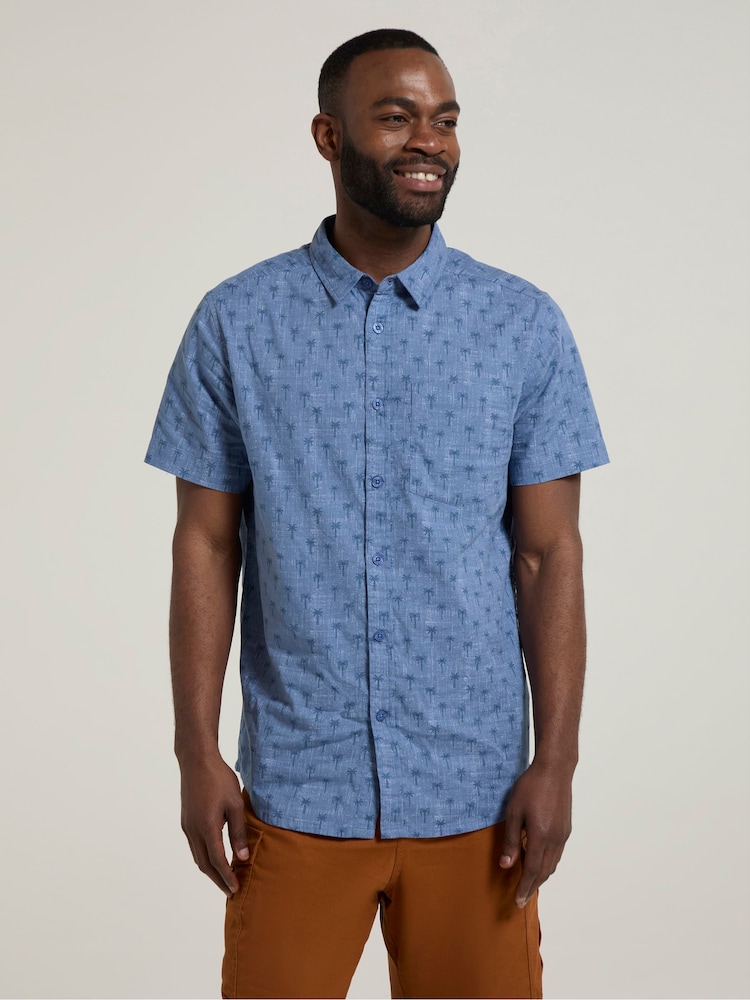 Mountain Warehouse Blue 100% Organic Cotton Preston Illustration Mens Shirt - Image 1 of 9