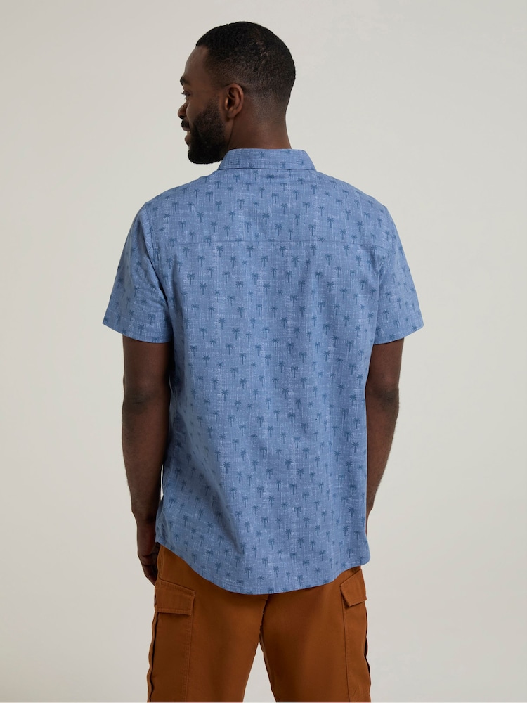 Mountain Warehouse Blue 100% Organic Cotton Preston Illustration Mens Shirt - Image 2 of 9