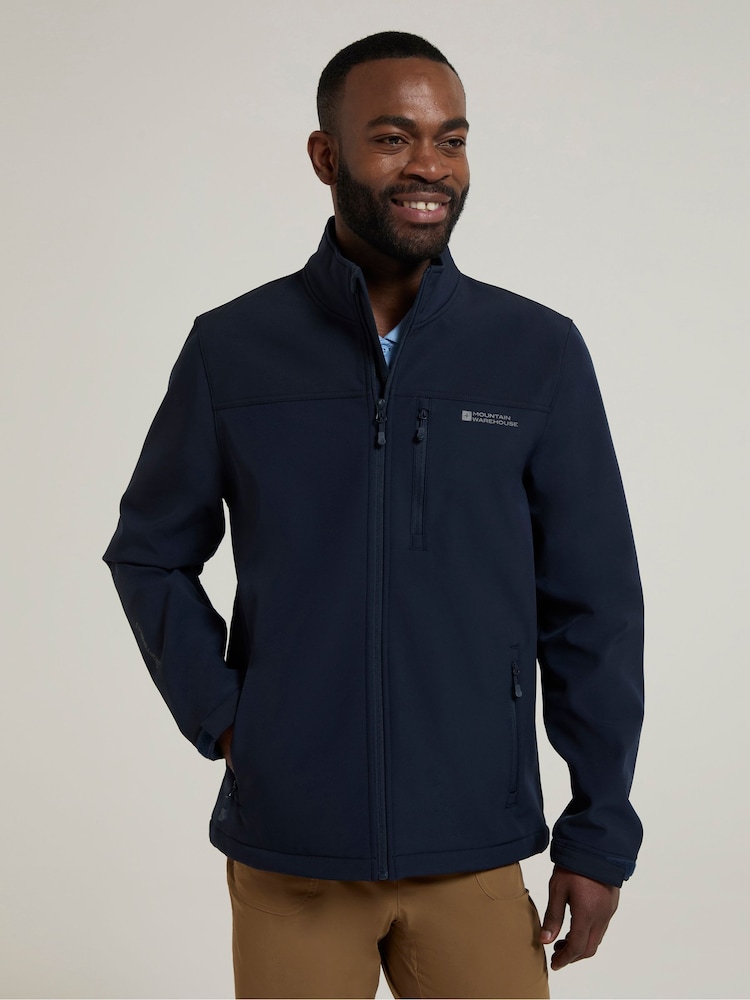 Mountain Warehouse Blue Mens Grasmere Showerproof Softshell Coats - Image 2 of 4
