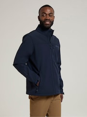 Mountain Warehouse Blue Mens Grasmere Showerproof Softshell Coats - Image 4 of 4