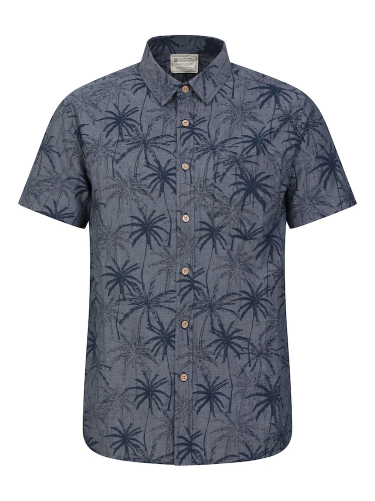 Mountain Warehouse Blue Mens Tropical Printed Short Sleeved 100% Cotton Shirt - Image 1 of 5