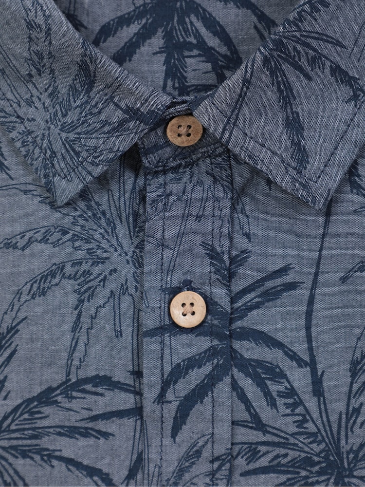 Mountain Warehouse Blue Mens Tropical Printed Short Sleeved 100% Cotton Shirt - Image 5 of 5