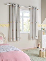 Scandi Pom Eyelet Blackout Curtains - Image 1 of 5