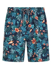Mountain Warehouse Mid Blue Mens Aruba Printed Quick Drying Swimshorts with UV Max Protection - Image 1 of 6