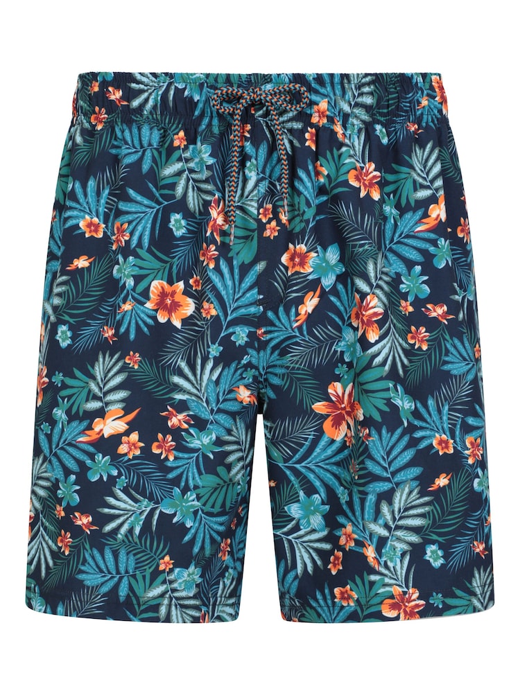 Mountain Warehouse Mid Blue Mens Aruba Printed Quick Drying Swimshorts with UV Max Protection - Image 1 of 6
