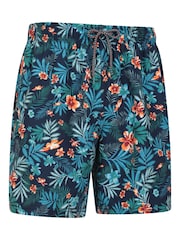 Mountain Warehouse Mid Blue Mens Aruba Printed Quick Drying Swimshorts with UV Max Protection - Image 2 of 6