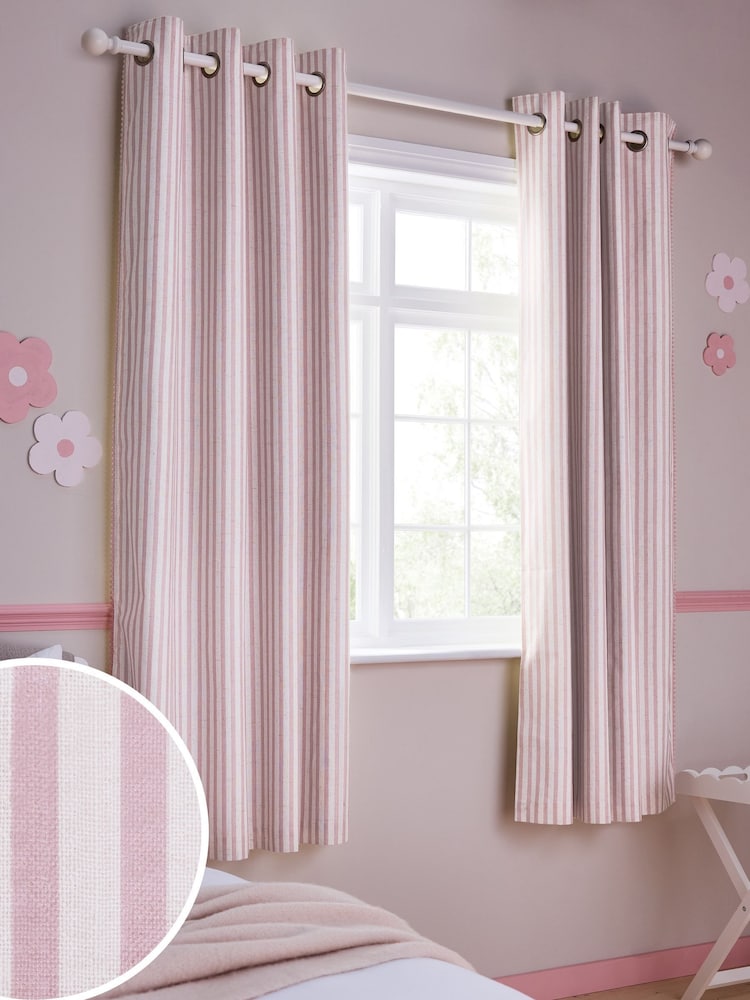 Pink Stripe Eyelet Blackout Curtains - Image 1 of 8