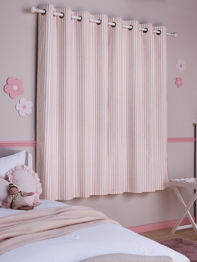 Pink Stripe Eyelet Blackout Curtains - Image 2 of 8