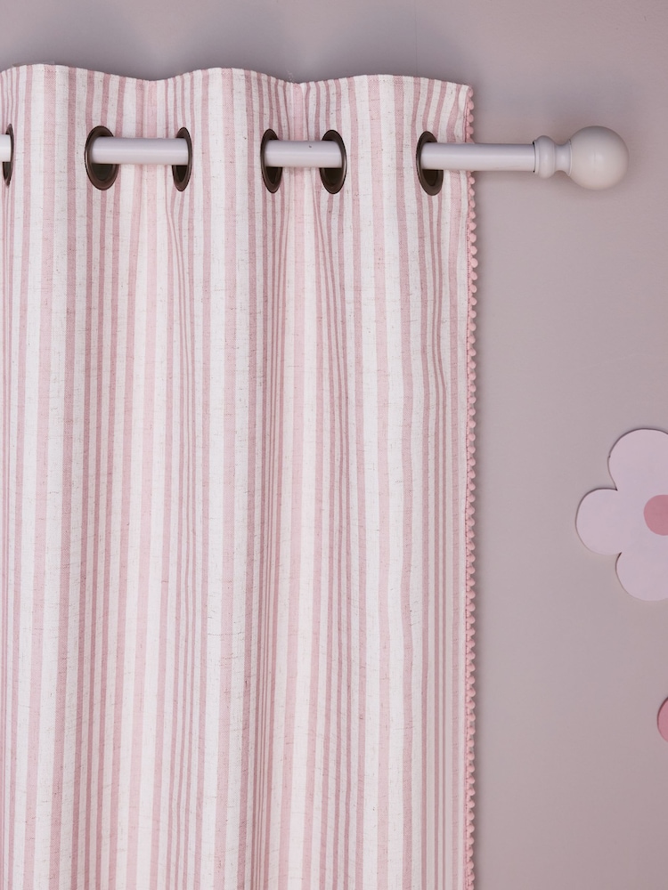 Pink Stripe Eyelet Blackout Curtains - Image 3 of 8