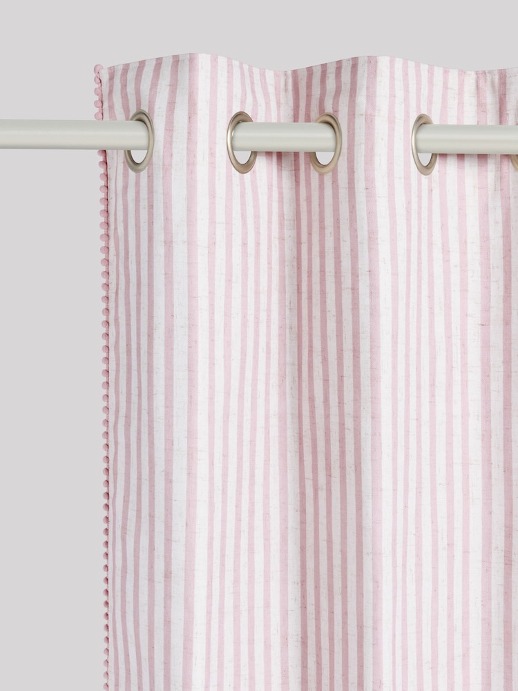 Pink Stripe Eyelet Blackout Curtains - Image 8 of 8